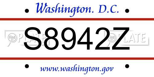 S8942Z District Of Columbia License Plate