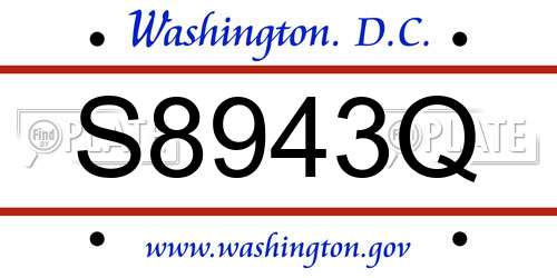 S8943Q District Of Columbia License Plate