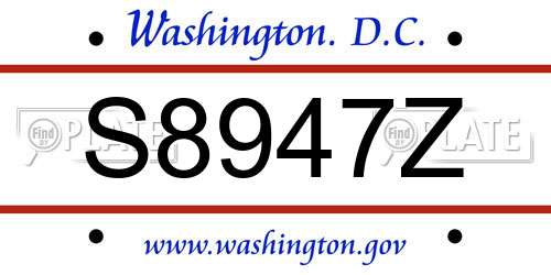 S8947Z District Of Columbia License Plate