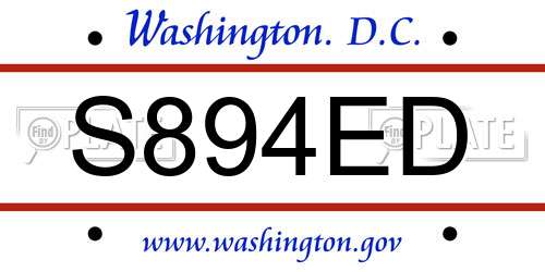 S894ED District Of Columbia License Plate