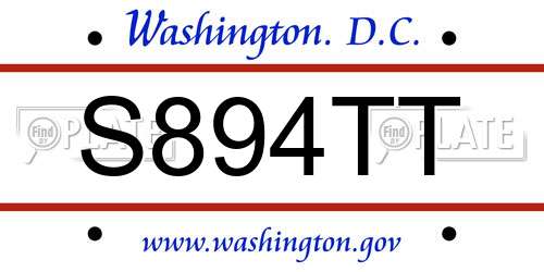 S894TT District Of Columbia License Plate