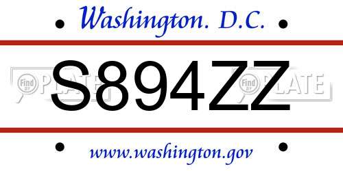S894ZZ District Of Columbia License Plate