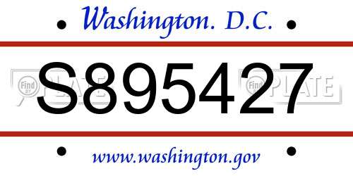 S895427 District Of Columbia License Plate
