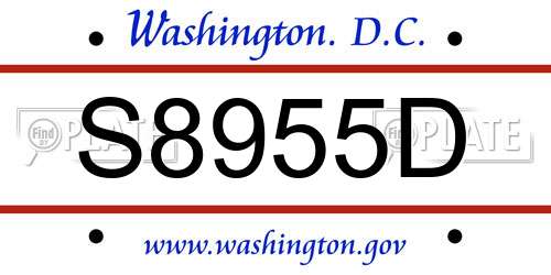 S8955D District Of Columbia License Plate
