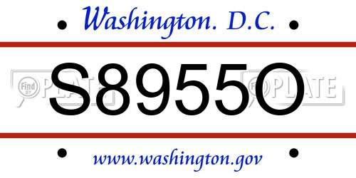S8955O District Of Columbia License Plate