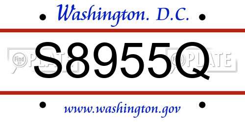 S8955Q District Of Columbia License Plate
