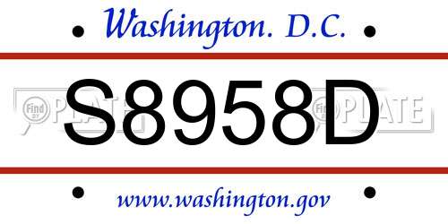 S8958D District Of Columbia License Plate