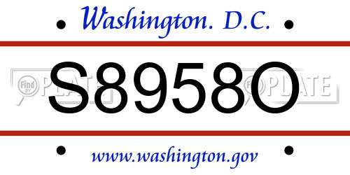 S8958O District Of Columbia License Plate