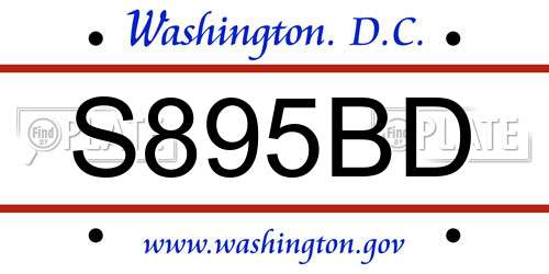 S895BD District Of Columbia License Plate