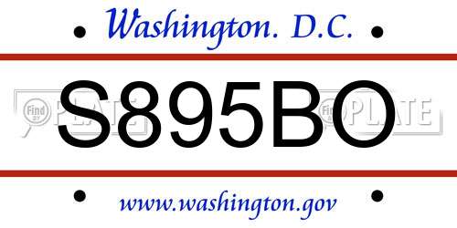 S895BO District Of Columbia License Plate