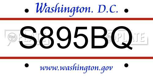 S895BQ District Of Columbia License Plate