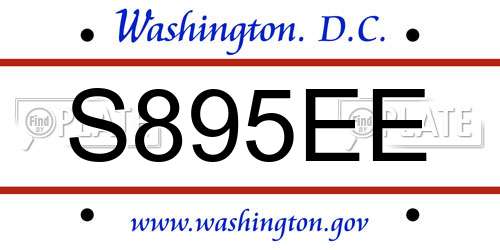 S895EE District Of Columbia License Plate