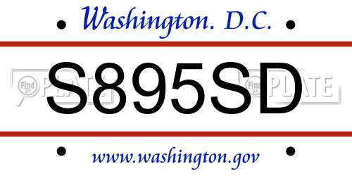 S895SD District Of Columbia License Plate