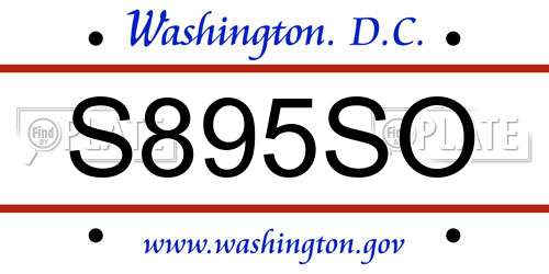 S895SO District Of Columbia License Plate