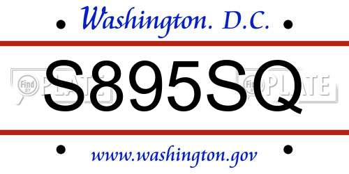 S895SQ District Of Columbia License Plate