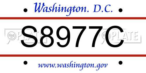 S8977C District Of Columbia License Plate