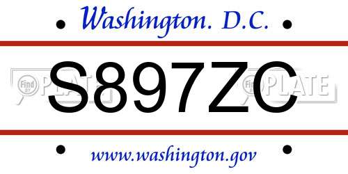 S897ZC District Of Columbia License Plate