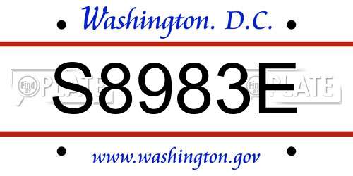 S8983E District Of Columbia License Plate
