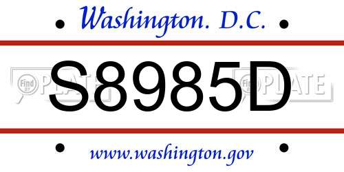 S8985D District Of Columbia License Plate