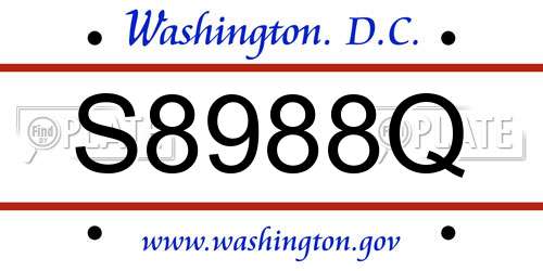 S8988Q District Of Columbia License Plate
