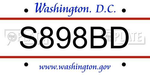 S898BD District Of Columbia License Plate