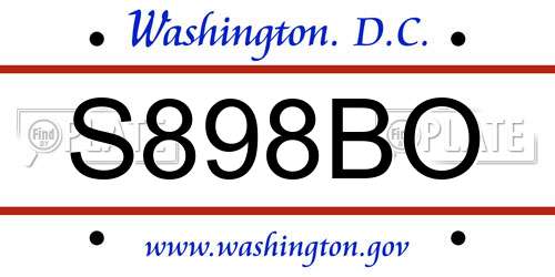 S898BO District Of Columbia License Plate