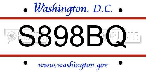 S898BQ District Of Columbia License Plate