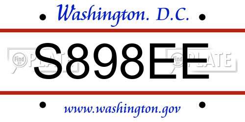 S898EE District Of Columbia License Plate