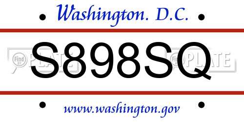 S898SQ District Of Columbia License Plate