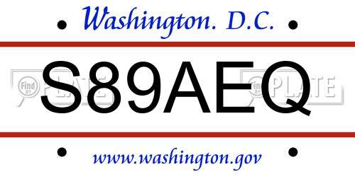 S89AEQ District Of Columbia License Plate