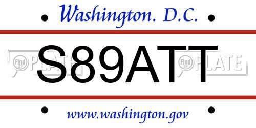 S89ATT District Of Columbia License Plate