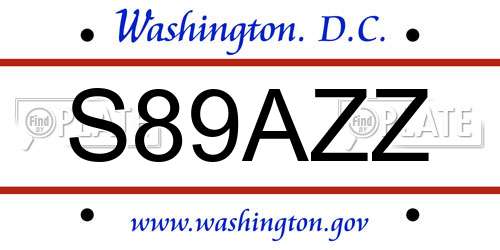 S89AZZ District Of Columbia License Plate