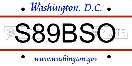 S89BSO District Of Columbia License Plate
