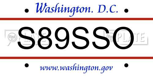 S89SSO District Of Columbia License Plate