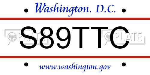 S89TTC District Of Columbia License Plate