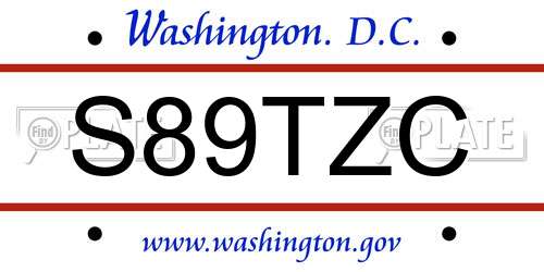 S89TZC District Of Columbia License Plate