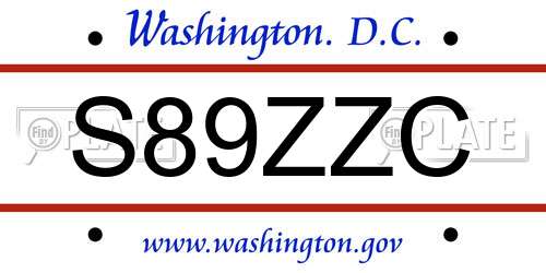 S89ZZC District Of Columbia License Plate