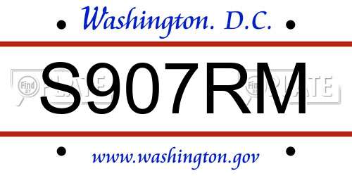 S907RM District Of Columbia License Plate