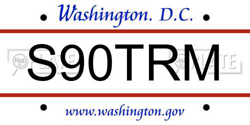 S90TRM District Of Columbia License Plate