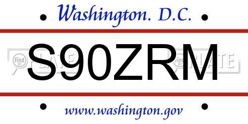 S90ZRM District Of Columbia License Plate