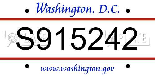 S915242 District Of Columbia License Plate