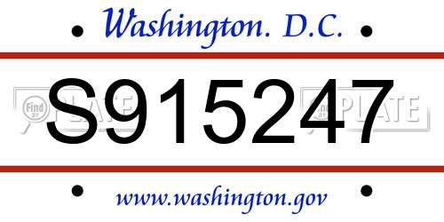 S915247 District Of Columbia License Plate
