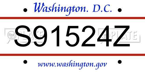 S91524Z District Of Columbia License Plate