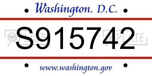 S915742 District Of Columbia License Plate