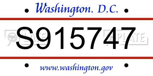 S915747 District Of Columbia License Plate