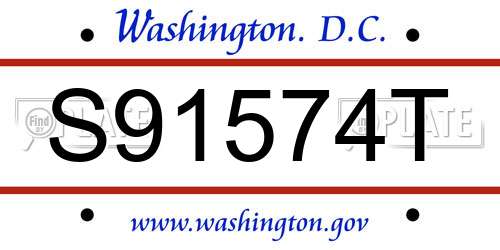 S91574T District Of Columbia License Plate