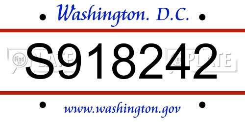 S918242 District Of Columbia License Plate