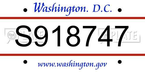 S918747 District Of Columbia License Plate