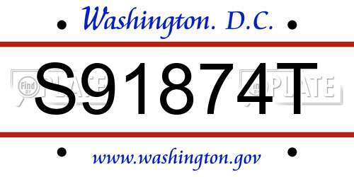 S91874T District Of Columbia License Plate