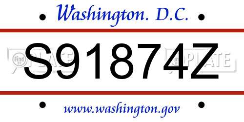S91874Z District Of Columbia License Plate